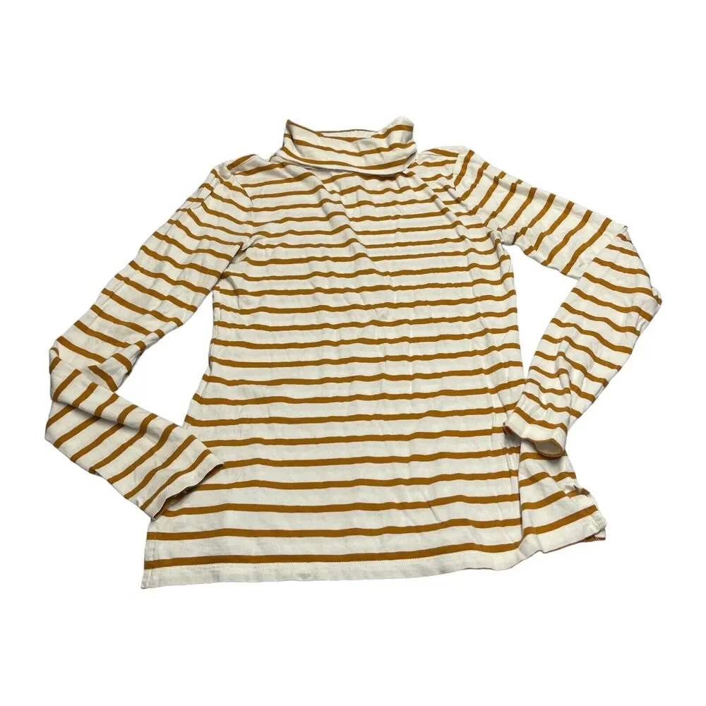 Old Navy Sweater Girls XS Beige Brown Striped Turtleneck Long Sleeve Pullover